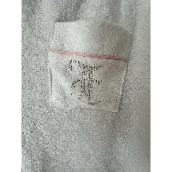 Juicy Couture Pj Set Women’s Sz CL Rhinestones Studded Logo In White Terry Cloth - Picture 2 of 6